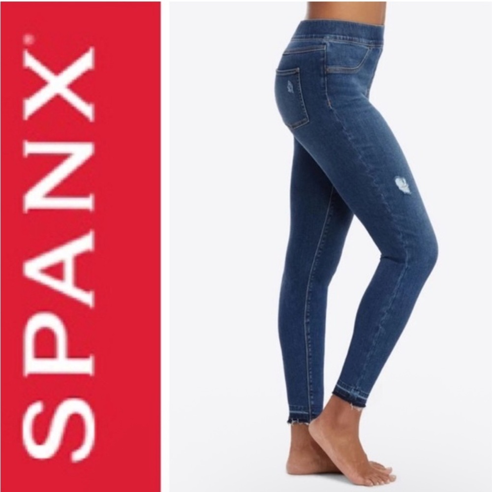 SPANX Ankle Length Skinny Jeans Dark Wash Denim Pull On Women’s Size M